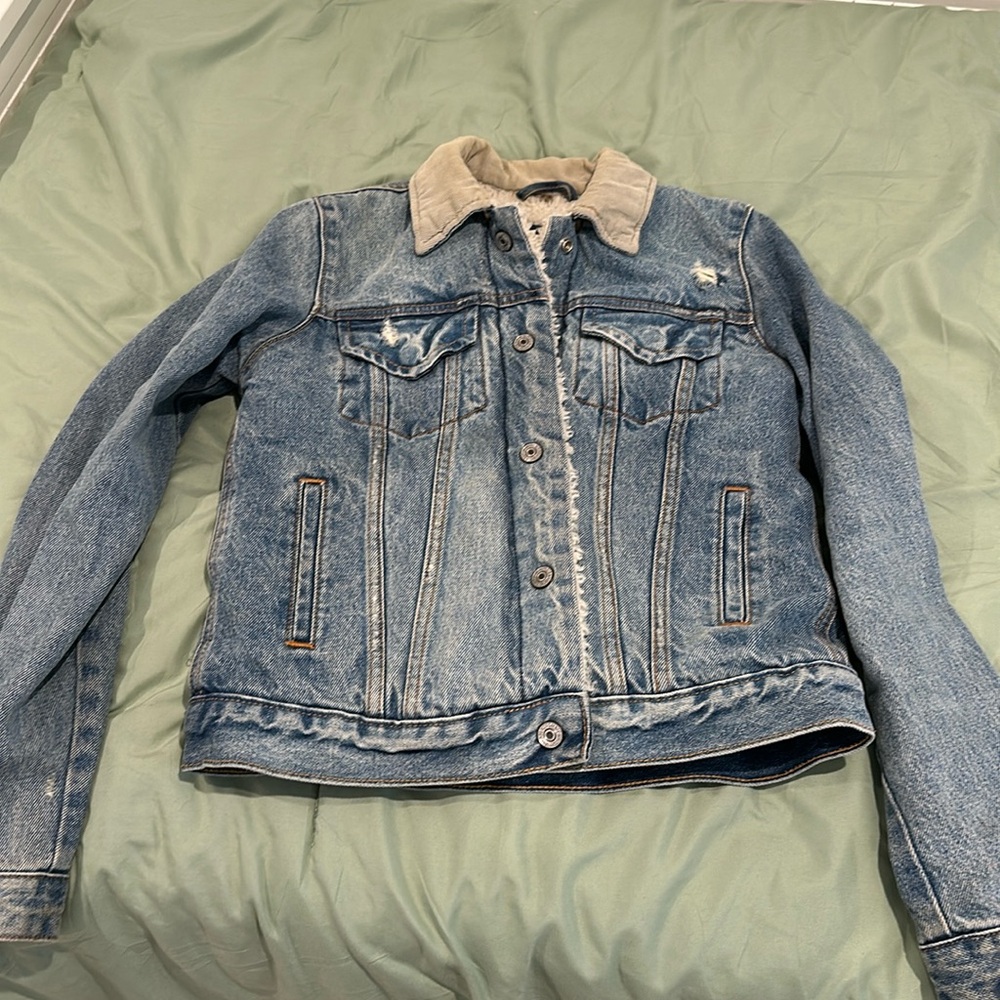 Abercrombie and Fitch denim faux fur lined jacket